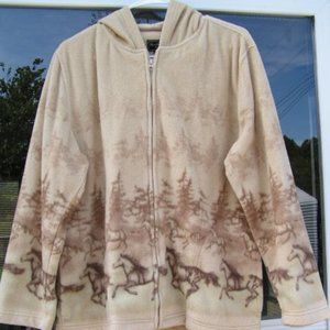 Bits & Bridle full zippered fleece hoodie; size Large